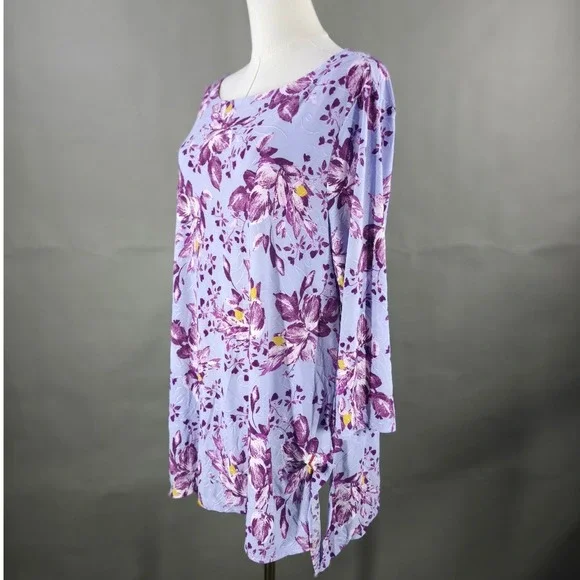 JM Collection Lavender Floral Jacquard Tunic Top Womens XL Boho Cottagecore NWT - Picture 5 of 10